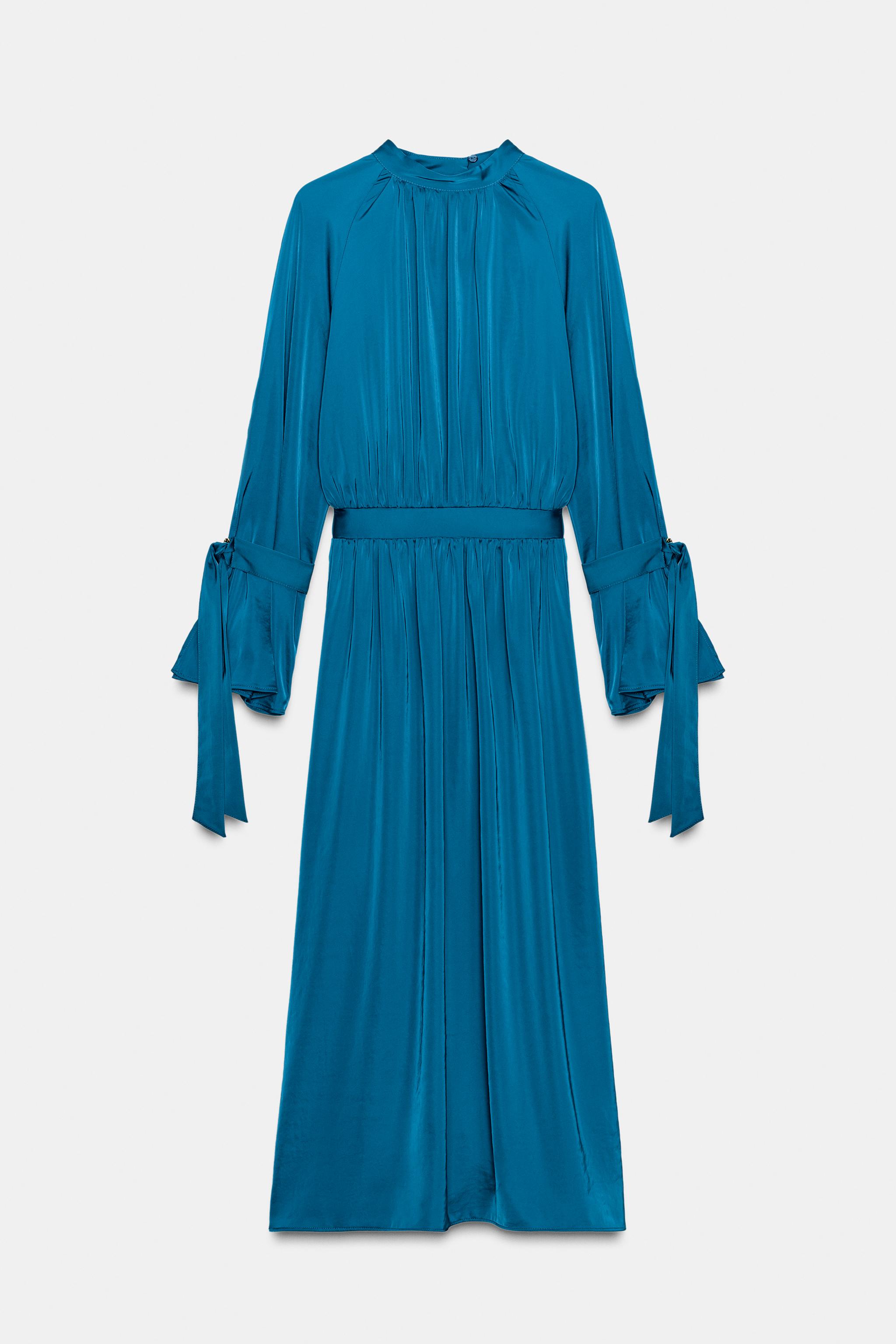 SATIN EFFECT MIDI DRESS WITH BOWS